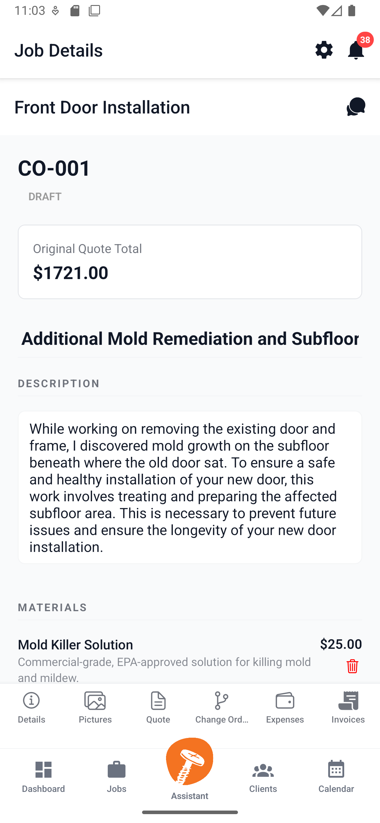 Tradenza Change Order - Professional scope change management