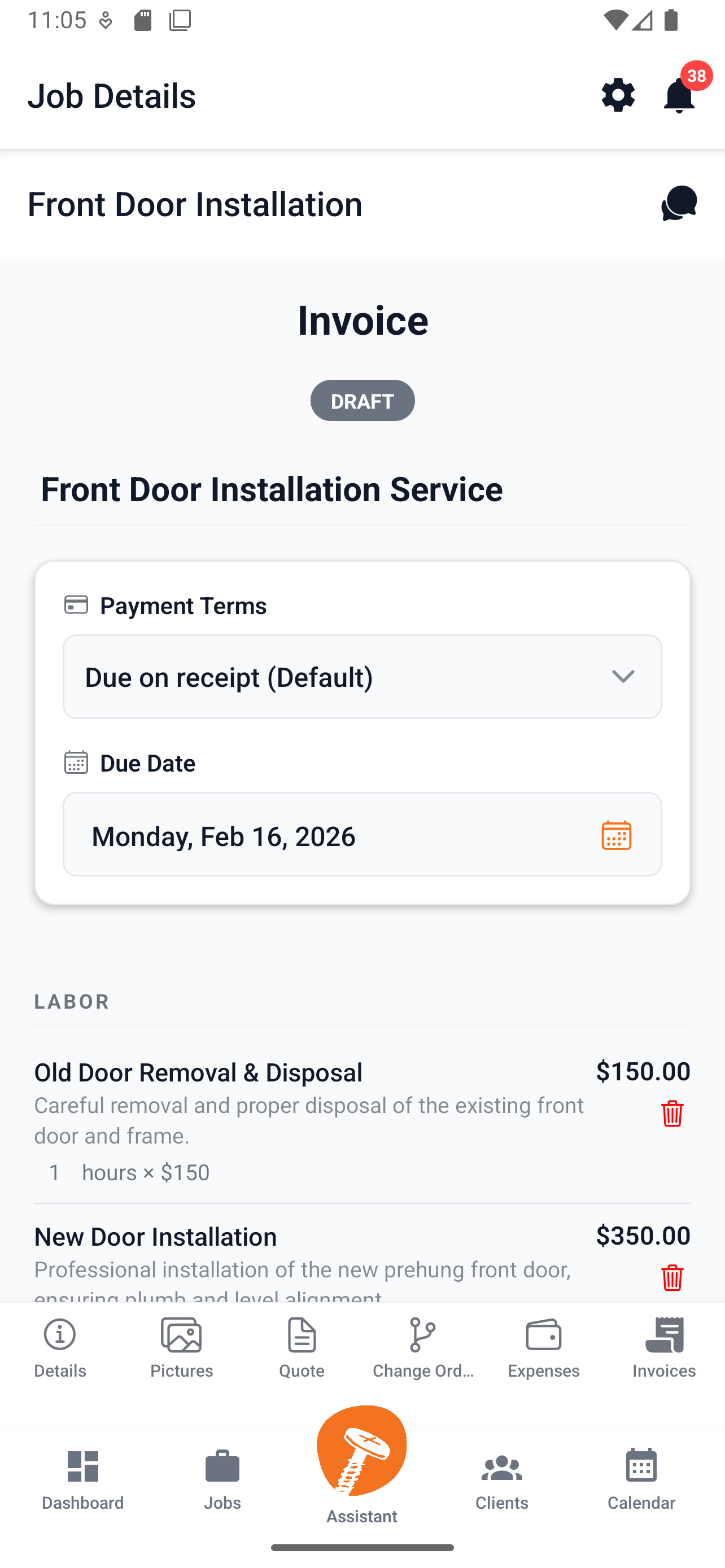 Tradenza Invoice - Professional invoice with line items and payment terms